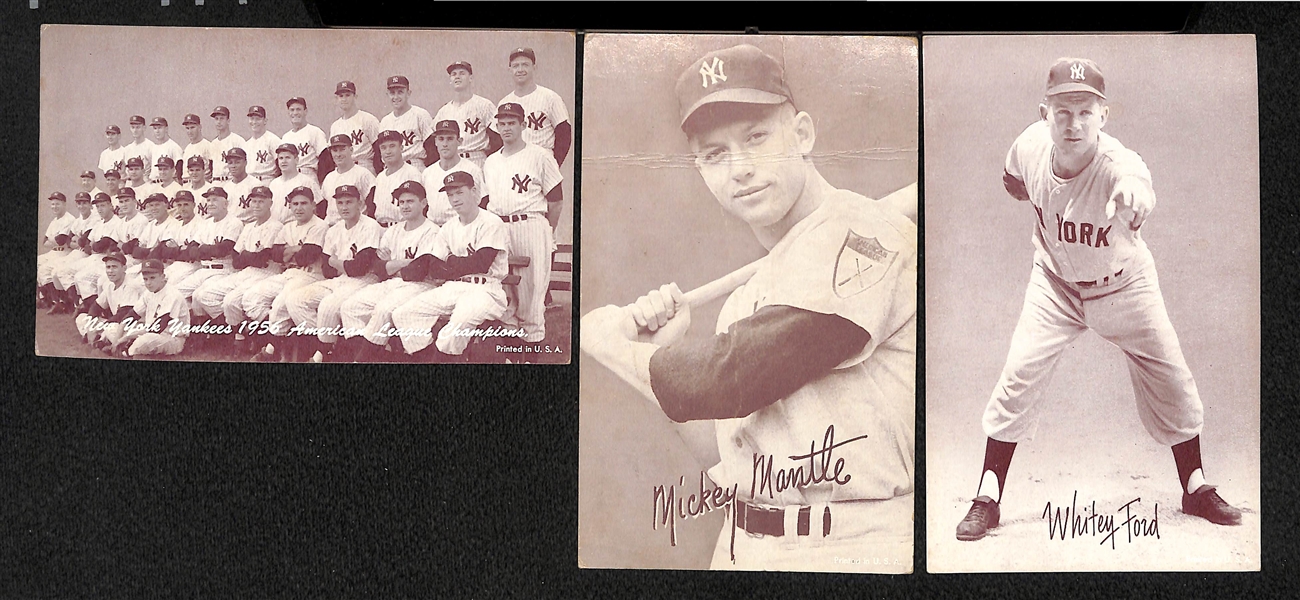 Lot of 15 Baseball Exhibit Cards from 1947-1961 w. Mickey Mantle